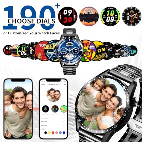 Men's Smart Watch with 3 Straps, Call and Message Functions, Business Friendly, 100+ Sports Modes, Men's Sports Watch Compatible with Android/iOS, Black - Image 9