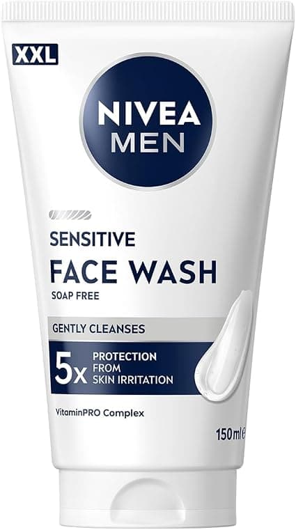 Nivea Men Daily Facial Cleansing Gel - Gently Cleanses - Sensitive Skin - XXL Size - Soap Free, Alcohol Free - VitaminPRO Complex - Vitamin E - 5 Protectors - Non-Drying - 150 ml - Image 1
