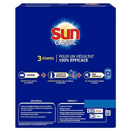 Sun Classic Dishwasher Tablets, 160 Tablets, Effective Even in Short Cycles and at Low Temperatures, Made in France - Image 8