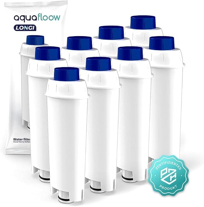 Aquafloow LONGI 8x Replacement Coffee Machine Water Filters for DeLonghi DLSC002, SER3017 & 5513292811 Compatible with ECAM ESAM ETAM Series | Coffee Machine Care and Protection - Image 1