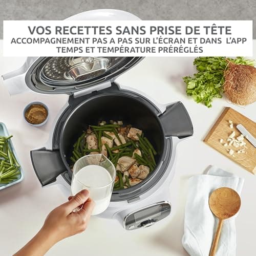 Moulinex, Cookeo Smart Multicooker, 6L, 80 built-in recipes, Unattended Cooking, Intuitive screen, Cooking guide, MyMoulinex application, 1600W, White, 15 years repairability CE854110 - Image 8