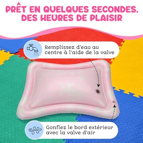 Baby Water Mat – Activity and Play Mat – Inflatable Baby Sensory Mat – Baby Play – Baby Sensory Water Mat – Baby Water Toy – 100% BPA-Free & Non-Toxic – Pink Avec Maman - Image 6