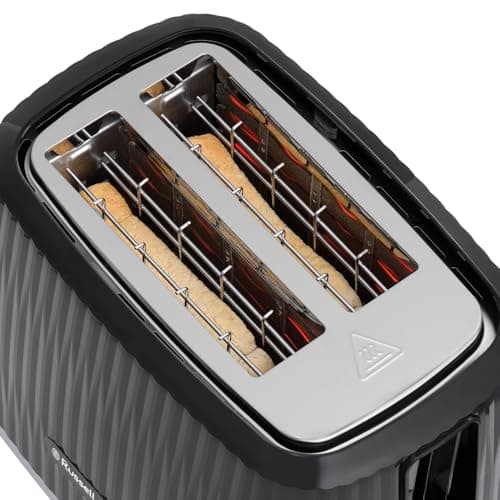 Russell Hobbs Grille-pain 2 fentes larges (6 niveaux de brunissage, surélévation, dégivrage, réchauffe-viennoiseries, arrêt automatique, ramasse-miettes amovible, design texturé noir) Eden 27371-56 - Image 3