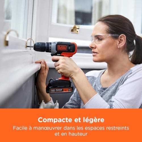 BLACK+DECKER 18V Cordless Drill Driver 37Nm Max Torque, 10 Clutch Positions, LED Work Light, 1.5Ah Battery and Charger, BCD001C1-QW - Image 3