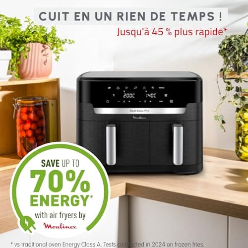 Moulinex XXL Double Air Fryer 11L, 8 Persons and More, Large Basket up to 3 kg, 7 Preset Programs, Dual Easy Fry XXL, EZ9428F0, Black - Image 7