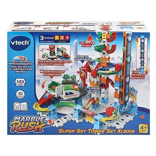 VTech - Marble Rush, Electronic Ball Circuit Super Sky Tower Set XL300E, Building Set, 143 Pieces, 10 Balls, Gift for Children from 4 Years Old - Image 7