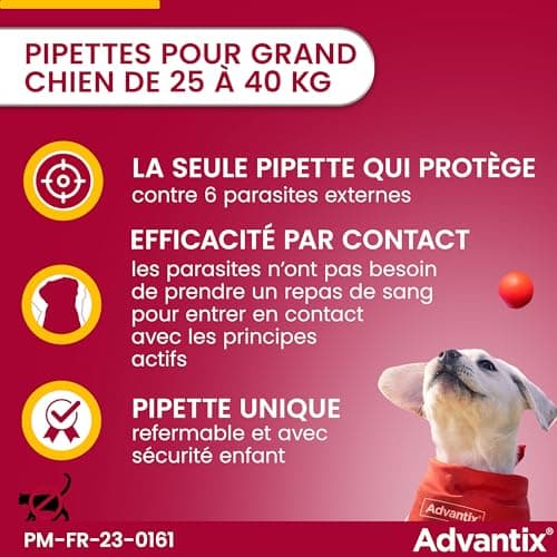Advantix Large Dog Between 25 and 40 kg - Dog Pipettes for 6 Parasites - Treatment and Protection for Your Pet for 4 Weeks - 4 x 2 ml - Image 5