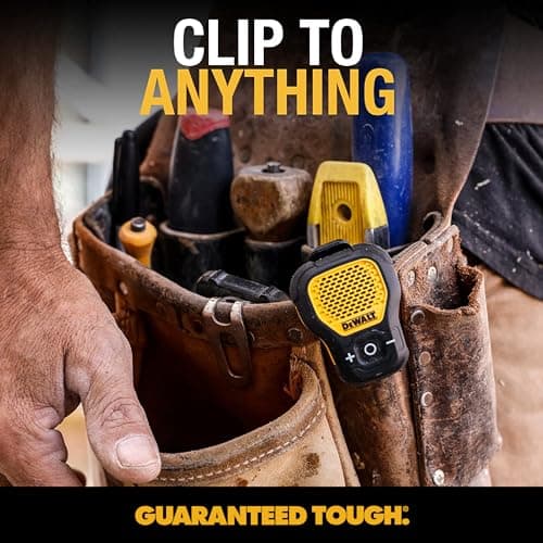 DEWALT Portable Bluetooth Speaker Wireless Bluetooth Speaker with Magnetic Clip - Jobsite Pro Waterproof Portable Speaker - Built-in Microphone for Hands-Free Use, Yellow - Image 8
