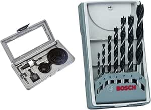 Bosch Accessories 2607019450 X-line Hole Saw Blades 11 Pieces & Bosch Professional 7 Pieces Wood Twist Drill Kit