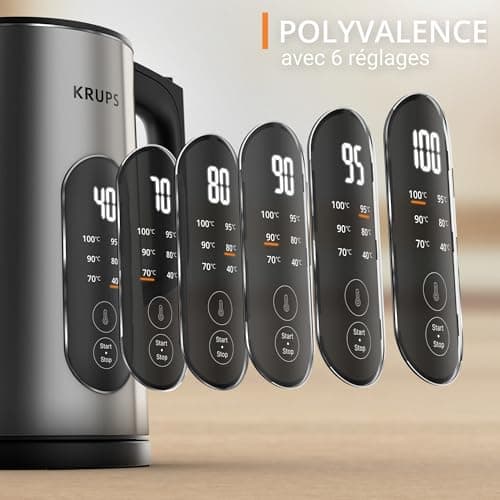 Krups Selection, Electric kettle, 6temperatures, Real-time display, 30minutes warm, BW871DF0, Metal - Image 5