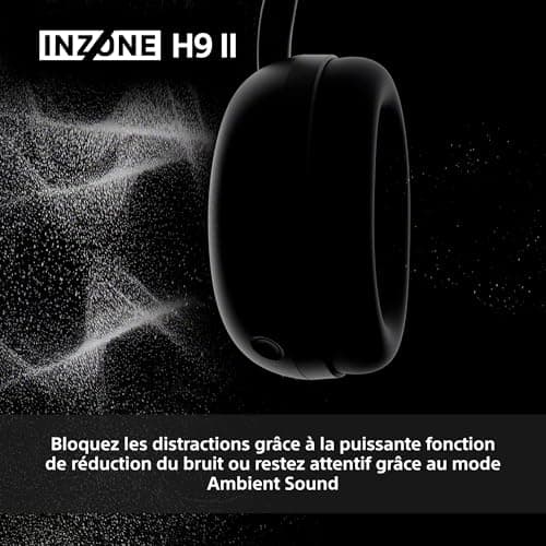 Sony INZONE H9 II Casque Gaming sans Fil à réduction de Bruit - Conçu avec Fnatic, Son Spatialisé 360, Micro Reduction de Bruit avec AI, 30h autonomie, Léger, Bluetooth/Le/2.4GHz/Jack, PC - Noir - Image 6