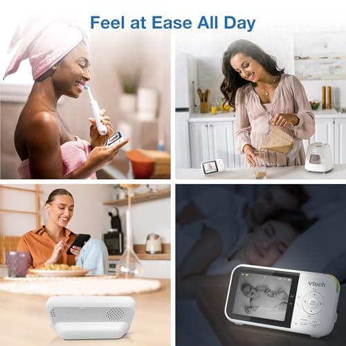 VTech VM819 Baby Video Monitor with 19 Hours Battery Life 1000ft Automatic Night Vision 7cm Screen 2-Way Audio Temperature Sensor Energy Saving Mode and Lullabes, White - Image 5