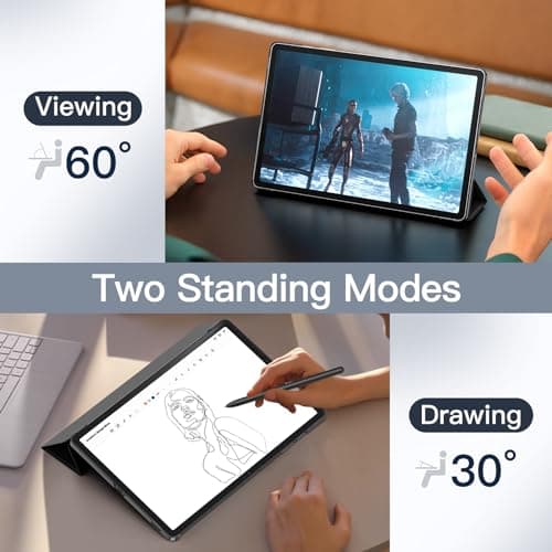 JETech Case for Samsung Galaxy Tab S10 Lite / S10 FE / S9 FE 10.9 Inch, Slim Folio Protective Case Cover with Stand Translucent Trifold Back, Support Charging of S Pen (Black) - Image 6