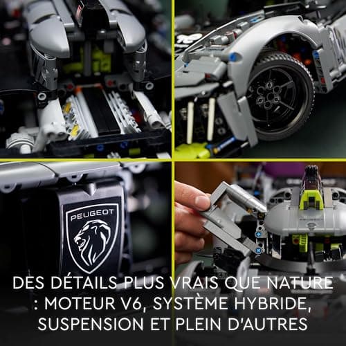 LEGO 42156 Technic Peugeot 9X8 24H Le Mans Hybrid Hypercar, Maquette de Voiture de Course Niveau Avancé, à l'Échelle 1:10, Sport Automobile à Collectionner pour Adultes - Image 4