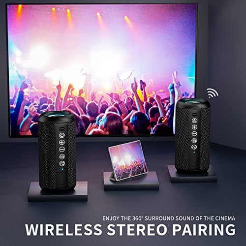 Ortizan Bluetooth 5.3 Portable Wireless Speaker with Powerful Bass, IPX7 Waterproof, 360 Degree Subwoofer, 30 Hrs Battery Life, Dual Stereo Pairing, LED Light - Image 5