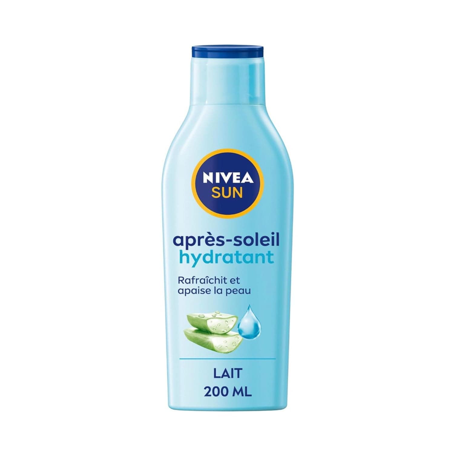 NIVEA SUN - 48H Hydrating After Sun Milk - Refreshes & Soothes Skin - Organic Aloe Vera & Hyaluronic Acid - Light & Non-greasy Formula - All Skin Types - 200ml