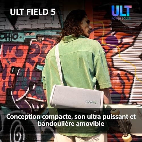 Sony ULT Field 5 - Powerful Bluetooth Portable Speaker, 25 Hour Battery, 2 ULT Power Sound Modes, IP67, Waterproof and Dustproof 360° Lighting, Removable Shoulder Strap, Compact - Black - Image 7