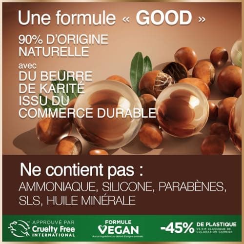 Garnier - Coloration Permanente - Sans Ammoniaque - 90% d'Ingrédients d'Origine Naturelle - Formule Vegan - Beurre de Karité - 100% Couverture Cheveux Blancs - Châtain Très Clair Mocaccino (6.0)- Good - Image 6