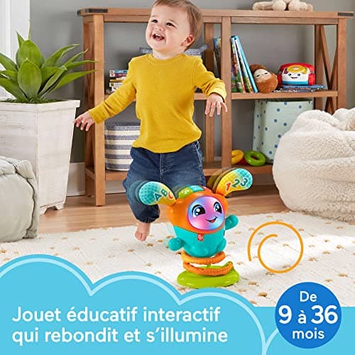 Fisher-Price Mon Petit DJ | Petit Robot Jouet sur Ressort 4 en 1 | Jouet Interactif Bébé 9 Mois à 36 Mois | Jouet Educatif Musical et Lumineux pour Apprendre en S'amusant | Version Française, HJP88 - Image 4