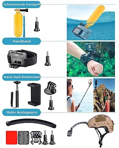 DIKER Accessory Kit for Sports Camera, GoPro Hero 13 12 11 10 9 8 Black 70 in 1, AKASO, DJI Osmo Action, Insta360 One, XIAOMI - Image 4