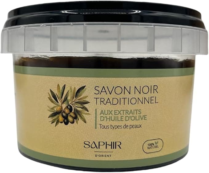 Orient SAPPHIRE BLACK SOAP - Morocco - BELDI SOAP - SCRUB - BODY - FACE - PURIFYING - EXFOLIATING - CLEANING - MOIDRATING - 100% NATURAL - 200g - OLIVE OIL - HAMMAM - - Image 1