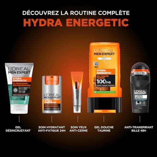 L'Oréal Men Expert - Energetic Routine Bag for Men - Anti-Fatigue Face & Eye Care - Vitamin C, Taurine & Charcoal - Hydra Energetic - 5 Products - Image 4