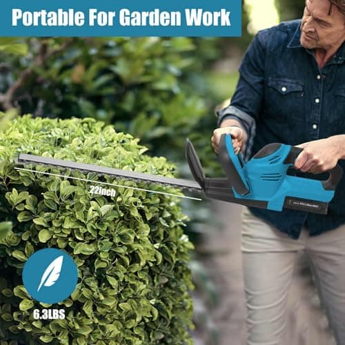 Cordless Hedge Trimmer for Makita 21V, Pruner, Manual Hedge Trimmer, Cordless Electric Hedge Trimmer with Battery, Professional Cordless Hedge Trimmer for Parks and Gardens Maintenance (15000mAh*2) - Image 6