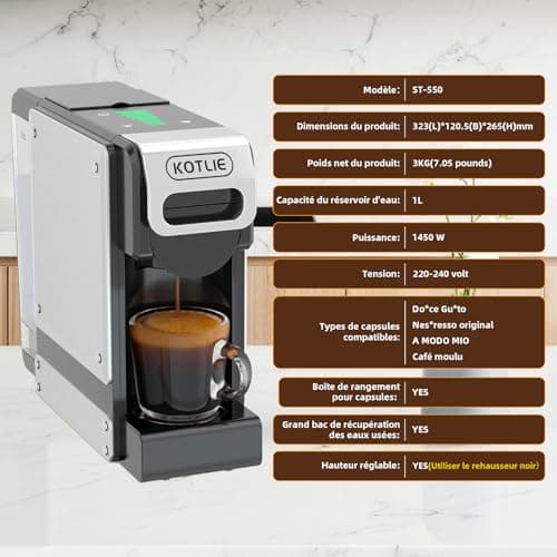 ST-550 Multi-function capsule coffee machine, for Nespresso Original/for Dolce Gusto/for A MODO MIO/for ground coffee, seven water volume settings, pre-brew function, 1 liter capacity - Image 7