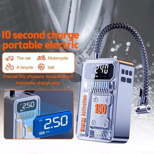 Gonfleur de pneu électrique portable avec écran LCD numérique, compresseur d'air de voiture 150 PSI pour pneus automobiles, motos, balles et gonflables - 60 W DC 5 V - Image 4
