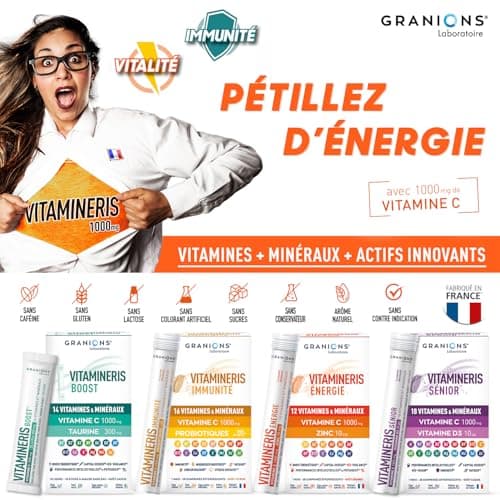 Granions Vitamineris Senior 1000mg - 28 Effervescent Tablets = 1 Month - Special for 50 Years and Above - Cognitive Functions - Immunity - 20 Vitamins, Minerals and Active - Made in France - Image 8