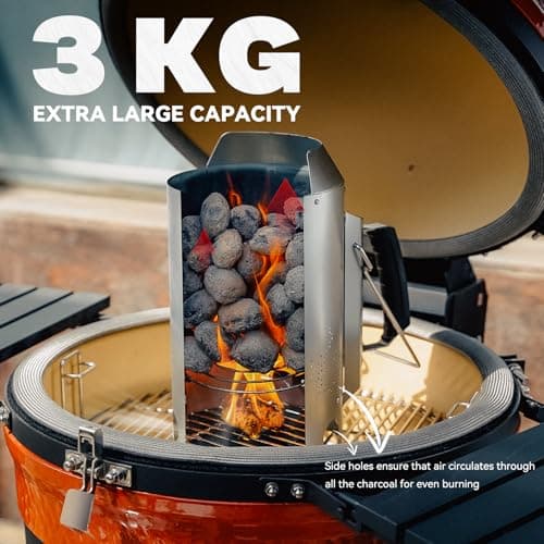 Onlyfire Rapidfire Starter Galvanised Steel Fireplace - BBQ Accessory for Charcoal Barbecues Diameter 47 cm and +, Fire Starter with Two Handles, 32 cm Height, Replacement for Weber 7416 - Image 7