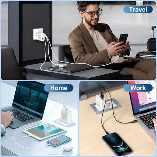 Chargeur USB C, 65W 6 Port Prise USBC Chargeur Rapide iPhone, Multiple Secteur Double PD+QC 3.1A Type C Adaptateur pour iPhone 17 16 15 14 13 12 11 Plus Pro Max X XS XR 8 7 SE, pour iPad,pour Samsung - Image 6