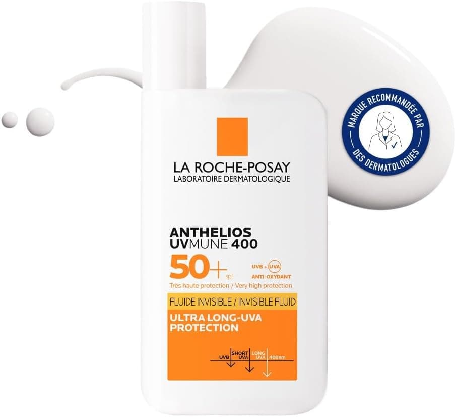 La Roche-Posay - Fluide Invisible Anthelios UVMUNE 400 - Texture Fluide Ultra Légére - Soin Pour Le Visage Protection 50+ Haute Efficacité - Produit solaire SPF50 Pour tous types de peau