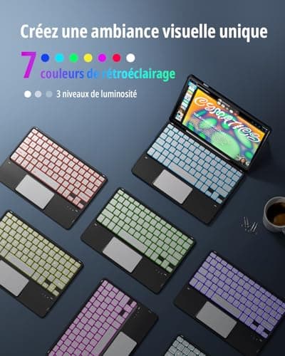 CACOE Samsung Galaxy Tab S10 Lite 5G / S10 FE / S9 FE / S9 FE / S9 10.9 Inch / 11 Inch (2025/2023) 360 Rotating Keyboard Case Cover with Touchpad 7 Colours Backlit Black - Image 5
