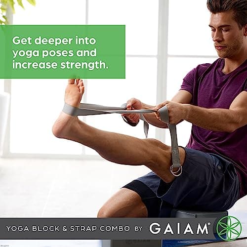 Gaiam Yoga Block and Yoga Strap Set - Yoga Block with Strap, Pilates and Yoga Accessories to Help Extend and Deepen Stretching, Yoga Kit for Stability, - Image 6