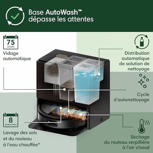 iRobot Roomba Max 705 Combo + AutoWash Base, PowerSpin Mop Roller, Roller Protection, Two Brushes, Automatic Emptying, Hot Air Drying Roller, Prevents Objects, LiDAR, Black - Image 5