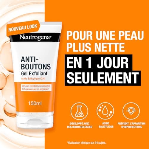 Neutrogena – Anti-Pimple Exfoliating Gel (150 ml tube) – Salicylic Acid Face Scrub (2%) – 93% noticed a reduction in pimples after 4 weeks* - Image 4