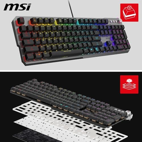 MSI Strike 600 Silent FR Silent Gaming Keyboard – Kailh Midnight Pro Silent Touch Switches, Ergonomic Keys, Non-slip Base, RGB Mystic Light per Key, USB 2.0 – Full Size - Image 3