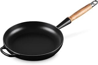 Le Creuset LE CREUSET Poêle à frire en Fonte Émaillée avec poignée en bois, 28 cm, Noir Mat, 20258280000422