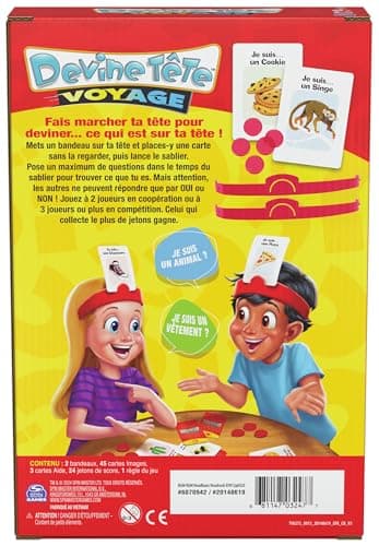 Devine Tête Voyage - Jeu de Société Famille - Bandeaux et Devinettes - Devinez L’Illustration De La Carte Qui Est sur Votre Tête - Jeu De Cartes - Version Française - Jouet Enfant 6 Ans et + - Image 8
