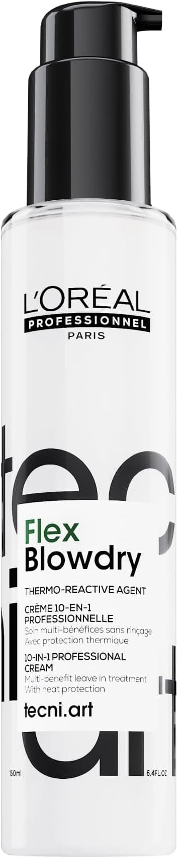L'Oreal Professionnel Tecni Art 10-in-1 Flex Blowdry Cream - Multi-Benefits - Thermoprotective & Anti-Frizz - Facilitates Blow-Dry - No Rinse - All Hair Types - 150 ml - Image 1