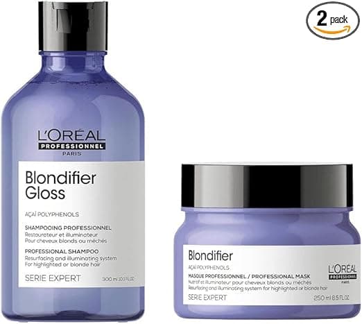 L'Oréal Professionnel, Routine Pour Cheveux Blonds ou Méchés en Manque d'Eclat, Restaure, Nourrit & Réhausse la Brillance, Soins Illuminateurs & Nourissants, Blondifier, Série Expert