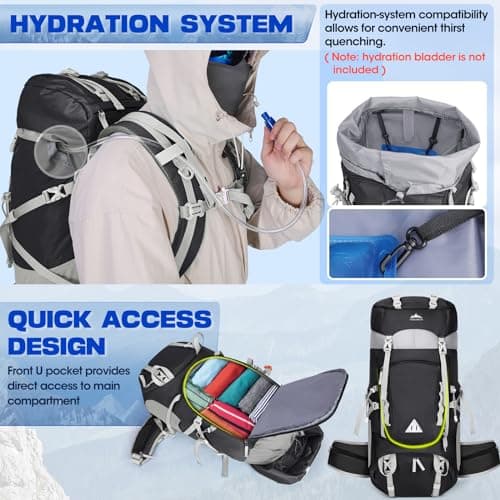 IGOLUMON 60L Hiking Backpack with Rain Cover for Men Women Trekking Camping Hiking Travel Mountaineering - Image 6