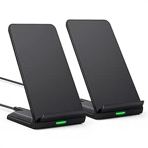 Wireless Charger [2 Pack], Qi Certified 10W Max Induction Charger, Wireless Charger Stand, Compatible with Samsung Note20/Note20+/Note10/S10 etc, iPhone 15/14/13/12 Series etc.