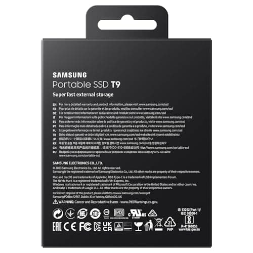 Samsung 1TB T9 Portable External Solid State Drive, Read/Write Speeds up to 2000MB/s¹, USB 3.2 Gen 2x2, Compatible Mac, PC, Android and 12K Cameras, Black, MU-PG1T0B/EU - Image 5