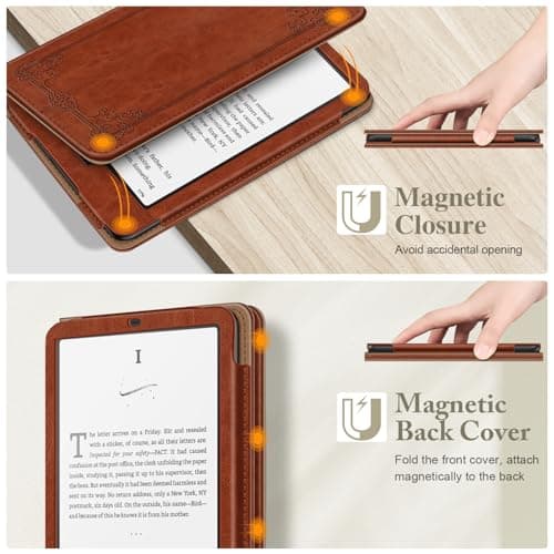 FINTIE Case for 7 inch Kindle Paperwhite (12th Generation, 2024) and Kindle Colorsoft (1st Generation, 2025/2024), Case with Kickstand, Card Compartment & Hand Strap, Vintage Brown - Image 5
