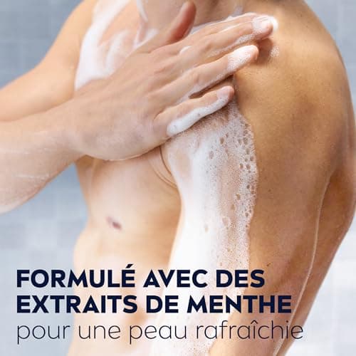 NIVEA MEN Gel Douche Energy (1 x 250 ml) - Soin lavant enrichi en extrait de menthe vivifiante - Gel douche homme 3 EN 1 — Soin nettoyant Corps Visage & Cheveux Vivifiant Effet Fraîcheur 24H - Image 4