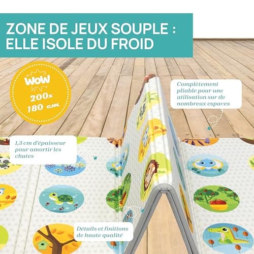 Chicco Maxi Play Mat for Babies, Size 200 x 180 cm, Giant, Thickness 1.2 cm, Foldable, Reversible, with Animals and Landscape, for Children's Room, Extra Soft, 0 Months and More - Image 5