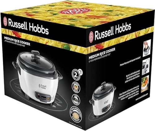 Russell Hobbs Rice Cooker [Medium] Slow Cooker (0.8L, 4 Servings, Also Ideal for Vegetables/Fish etc., Rice Spoon & Measuring Cup Incl., Warmer, Removable Washable Non-Stick Bowl) 27030-56 - Image 4