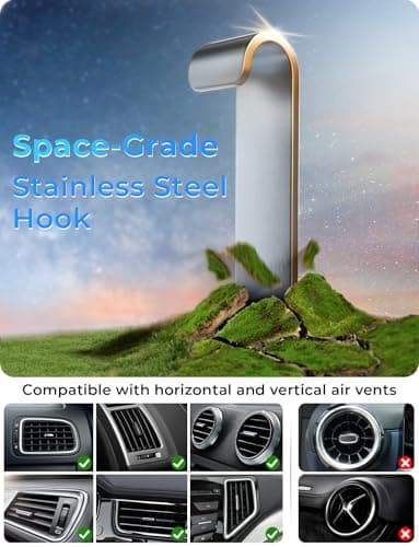 Car Phone Holder Holder: [360° Rotation & One-Hand Operation] Car Smartphone Holder Air Vent Car Mobile Phone Stands for iPhone/Samsung/Huawei/Xiaomi - Image 7